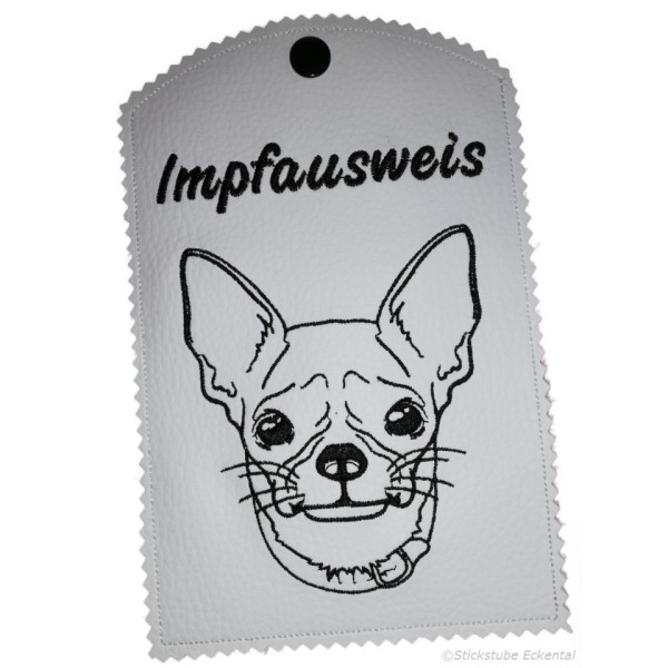 Ausweishülle mit Wort Impfausweis bestick